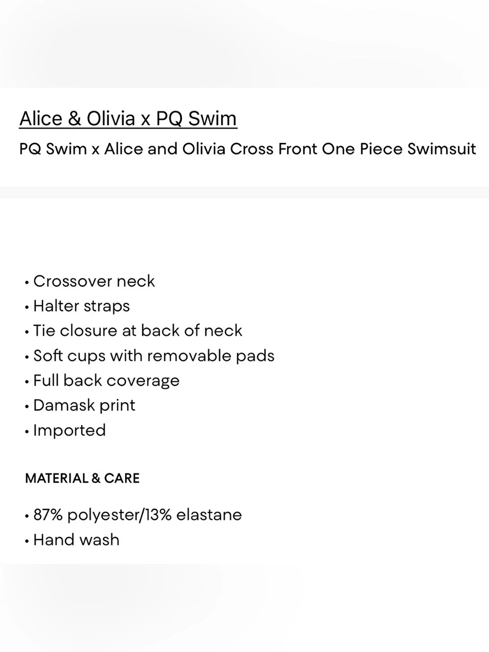 PQ Swim x Alice and Olivia Cross Front One Piece Swimsuit One-Piece